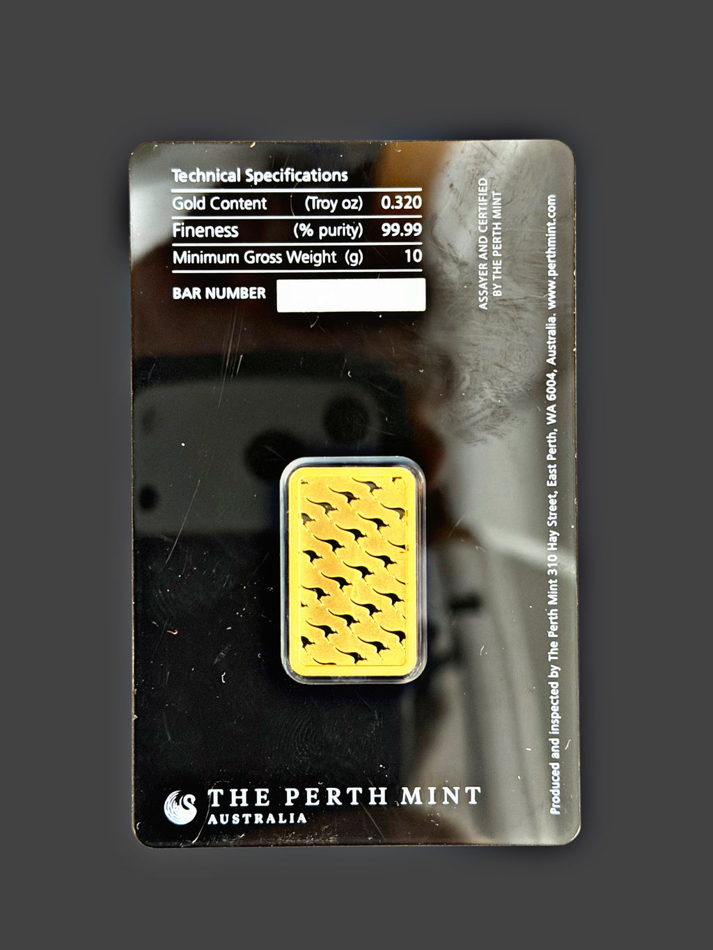 Perth mint 10g bar in assay