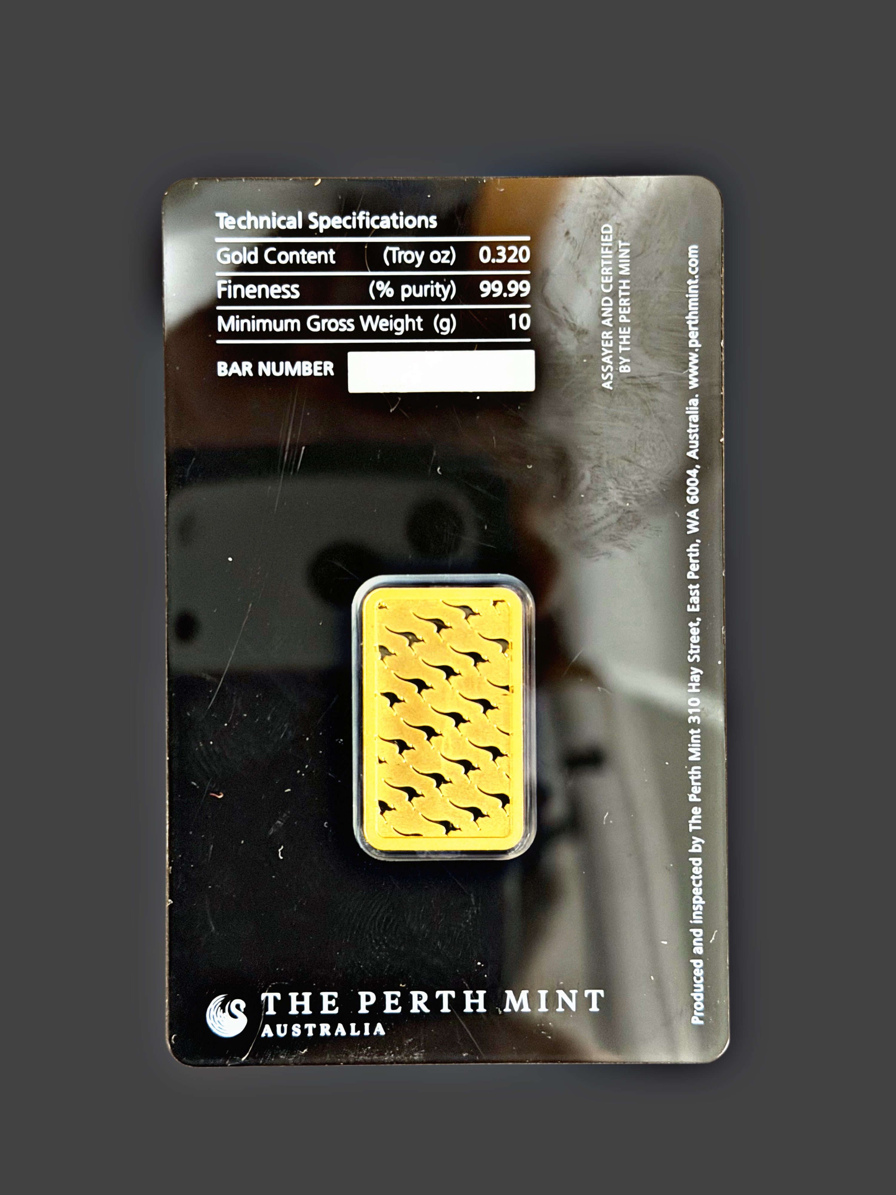 Perth mint 10g bar in assay