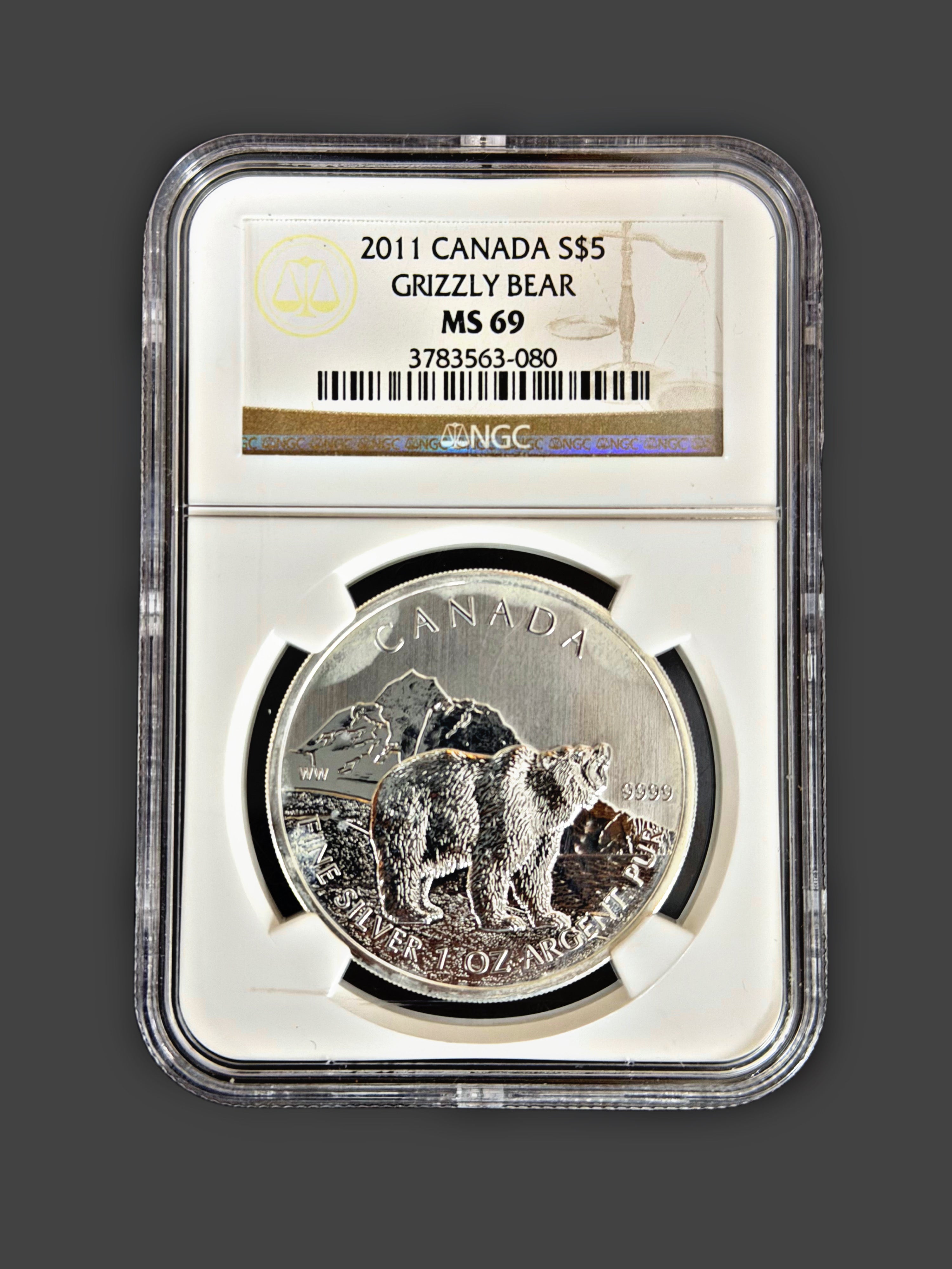 2011 Canada S$5 Grizzly Bear MS69